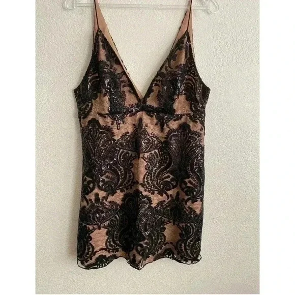 🆕Free People - Night Shimmer Black Mini Dress 8🆕 - Picture 6 of 13